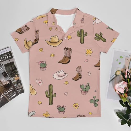 Boys' Classic Polo Shirts Short Sleeve Moisture-Wicking Golf & Tennis Shirts for Youth Teens Cute Cartoon Cowboy3