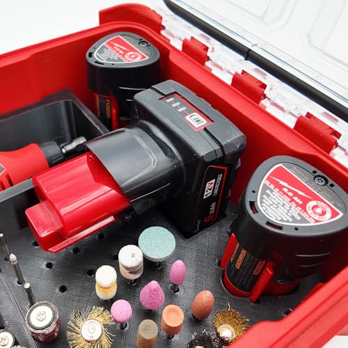 M12 Rotary Packout Organizer with Drawer and Bit Storage for Milwaukee Packout Compact Tool Box- Battery, bits, and Blade Storage- Liner Only - Image 6