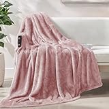Exclusivo Mezcla Plush Fuzzy Fleece Throw Blanket Extra Large, Super Soft, Fluffy and Warm Blankets for Couch, Bed, All Season Use (50x70 Inches, Pink)