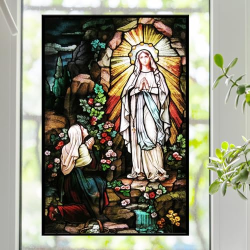 Virgin Mary Lady of Lourdes Stained Glass Stained Glass Window Film (24