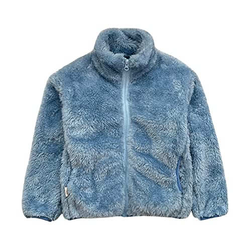 Girls Fleece Jacket Flannel Fuzzy Wool Zip Up High Collar Winter Coat Long Sleeve Sherpa Thermal Kids Fall Clothes