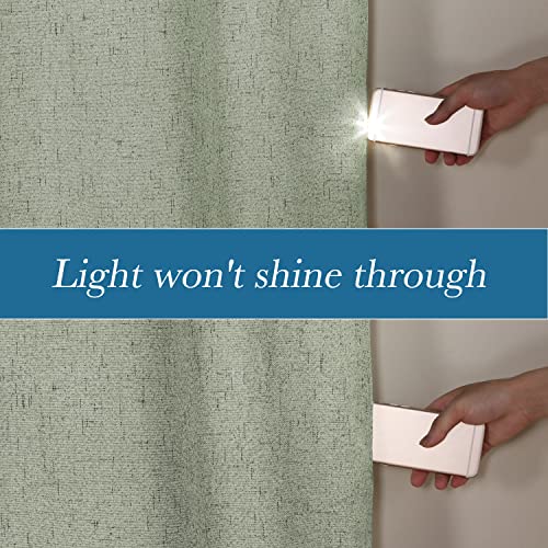 Image of H.VERSAILTEX Linen Blackout Curtains Durable Thick Textured Linen Look 100% Blackout Patio Door Curtain Anti Rust Grommet Extra Wide Sliding Door Curtain Panel, W100 x L96 inch - Sage