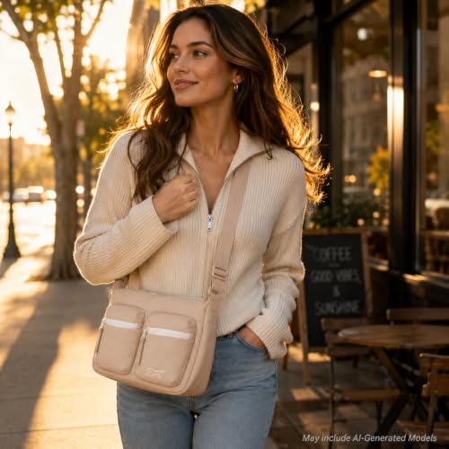 Image of Reebok Womens Small Crossbody Bag Lightweight Nylon Purse Adjustable Strap | Quilted Washed Fabric, Roomy Interior with Handy Pockets, Wear Over Shoulder or Across Body, Great for Daily Travel
