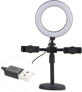 KUIKUI Mobile Phone Clips Stand with 6in LED Ring Light Fill Light Bracket for Live Stream for Hands Free Live Streaming