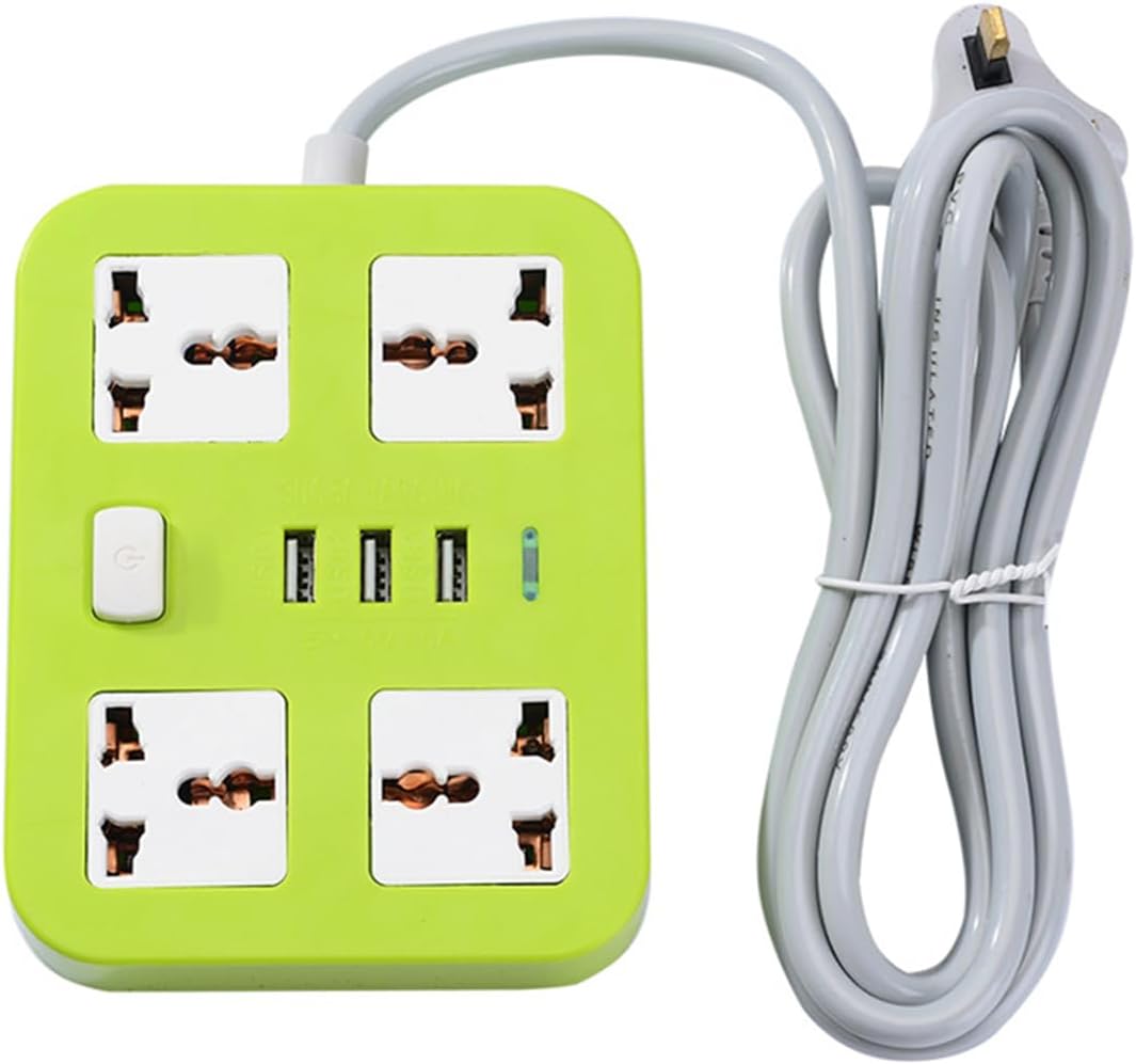 ECVV USB socket household power multi hole socket switch 2m plug-in wiring board plug-in board with wire for Travel Home & Office