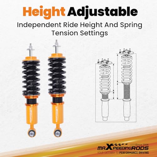 2001-2007 Mini Cooper maXpeedingrods Coilovers -R50 R52 R53 FWD-24 Levels Damping Adjustable Coilovers Suspension Kit-Height Adjustable Shock Absorber Struts, Lowering Kit Gold - Image 5