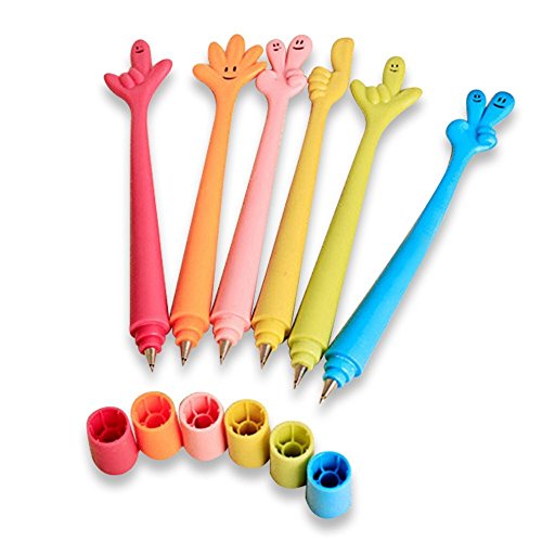 Preisvergleich Produktbild Kreativer Kugelschreiber in Fingerform, biegbarer Kugelschreiber für neugierige Kinder, Spielzeug, Schule, Schreibwaren, Bürobedarf (6 Stück)