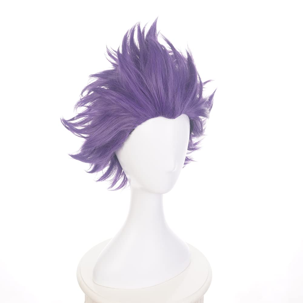 Purple Short Cosplay Wig Men Anime Heat Resistant Synthetic Costume Hairs Perfect for Halloween Christmas Cmic Con Family Party Replacement Wigs - Image 3