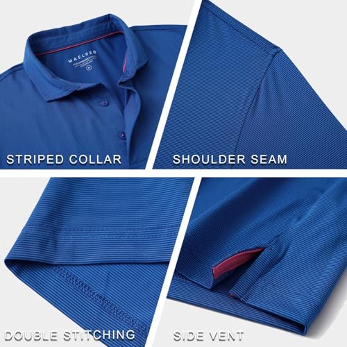 Men’s Short-Sleeve Quick Dry Performance Lightweight Pinstriped Collared Polo Shirts for Men (Various Colors) - image 6