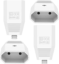 Oblinple 4 x 250 V IP20 Euro Flat Connector Rubber Colour for Schuko Plug with Kink Protection Flat Plug Schuko Flat Plug Contact Protection (4, White)