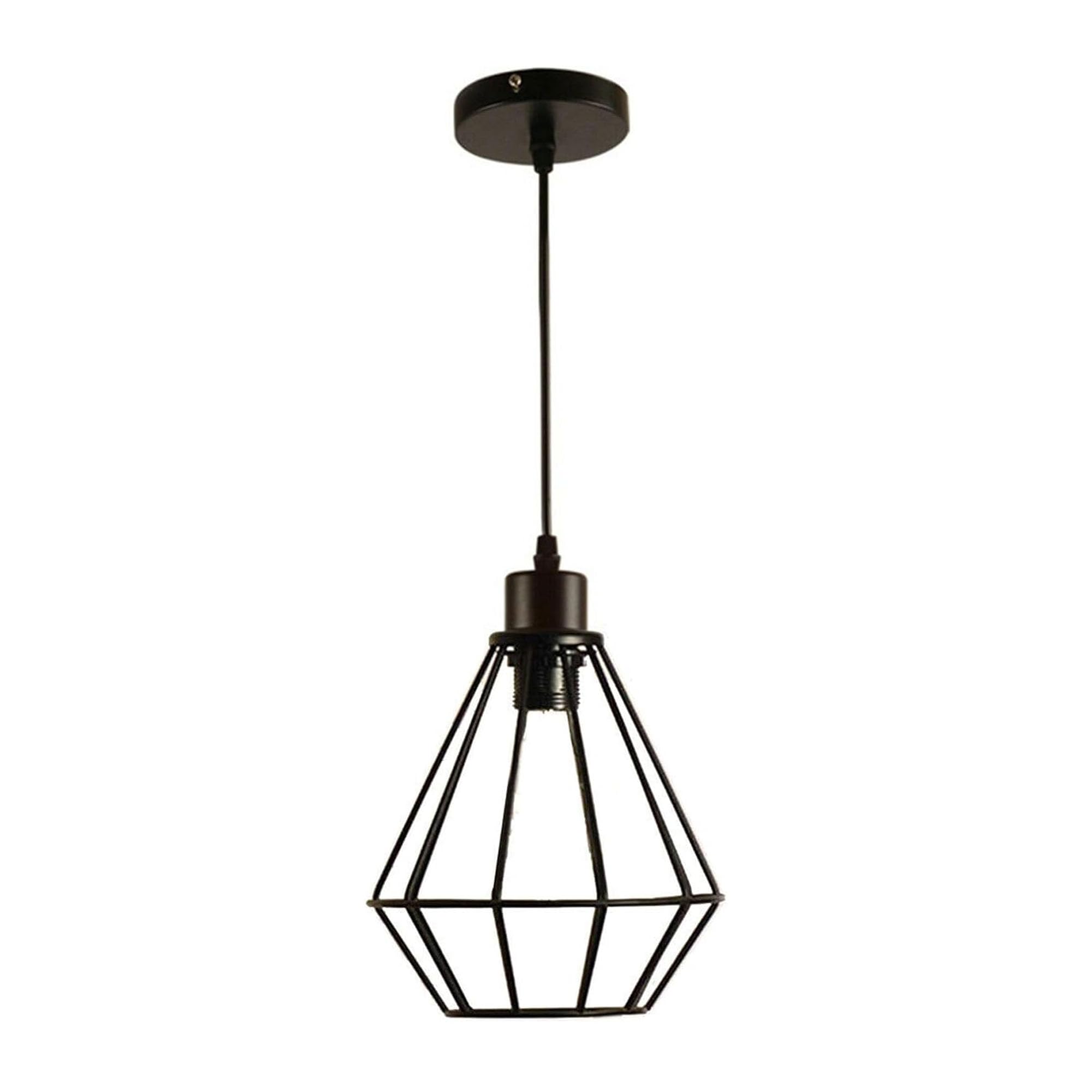 LEDSone Black Pendant Light Fitting, Geometric Cage Style E27 Industrial Metal Basket Shade Pendant Light for Bedroom Living Room Dining Room — image 1
