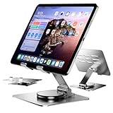 【2025新登場・360°回転・折り畳み式】 タブレット スタンド iPad スタンド 4.7~13インチ対応 軽量 高さ 角度調整 滑り止め 放熱 通気性 安定性 タブレット/スマホホルダー デスクホルダー アルミ合金製 卓上縦置き 人間工学設計 iPad/Switch/Kindle/Fire HD/Android/タブレット対応 携帯便利 (シルバー)