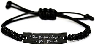 Game On Novelties Unique Idea Juggling Gifts, A Day Without Juggling is a Day Wasted, Holiday Black Rope Bracelet for Juggling