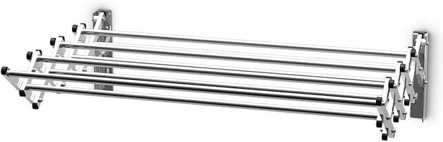 Multigot Extendable Drying Rack, Stainless Steel Wall Mounted Clothing Airer Dryer, Towel Clothes Horse for Balcony Bedroom Bathroom