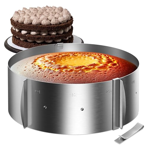 Menz Tortenring verstellbar 16-30 cm, 8,5 cm hoher Backring aus Edelstahl, stabile Tortenform - Kuchenring rund verstellbar, Backrahmen rund zum Backen und Dekorieren