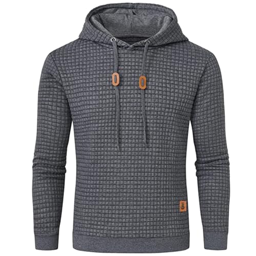 JustSun Sweat à Capuche Homme Pull Homme Sport Casual Hoody Hooded Sweatshirts Gris L
