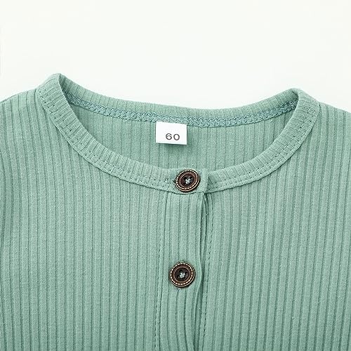 Newborn Baby Boy Romper Plain Long Sleeve Ribbed Button Deco Jumpsuit Bodysuit Baby Girl Photoshoot Outfit4