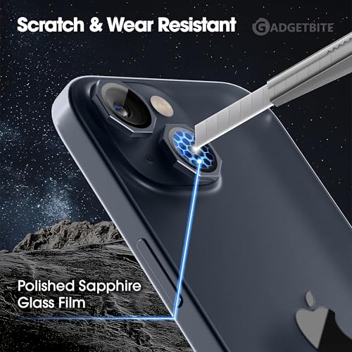 Image of GadgetBite Snaptra Octagon Lens Protector Compatible With iPhone 13 & iPhone 13 Mini - 9H Tempered Glass Camera Cover with Metal Ring, Scratch-Resistant,Camera Lens Protection - Black