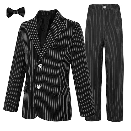 Image of LOLANTA Boys Suit Wedding Ring Bearer Outfit Kids Formal Wear Dress Clothes | Boy 3-Piece Plaid Suits, Sport Coat Blazer and Pants Set with Adjustable Bow Tie, Gentleman Birthday Party Graduation Outfits