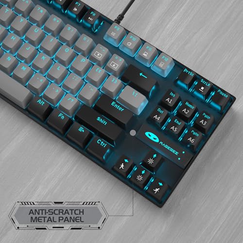 Clavier de jeu mécanique 75% MageGee avec interrupteur bleu et rétroéclairage LED pour PC Windows - 7