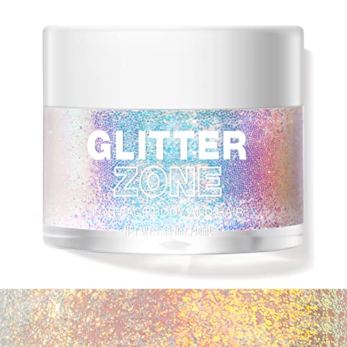 Langmanni Holographic Body Glitter Gel For Body, Face, Hair And Lip.color Changing Glitter Gel Under Light. Vegan & Cruelty Free-1.35 Oz (1# Golden Ocean) #TOP1