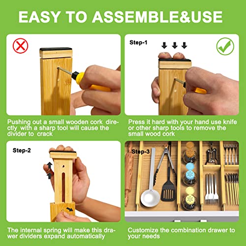 Bamboo Drawer Dividers, Deep Drawer Organizer, Expands From 17-22 Inch, Adjustable Separators With Expandable Spring-Loaded, Drawer Splitter For Clothes, Kitchen, Home, Bedroom, 6 Pack Dividers #TOP7