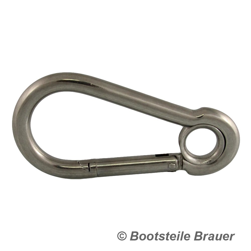 50 Stück Karabinerhaken mit Kausche 12 x 140 mm - Edelstahl A4