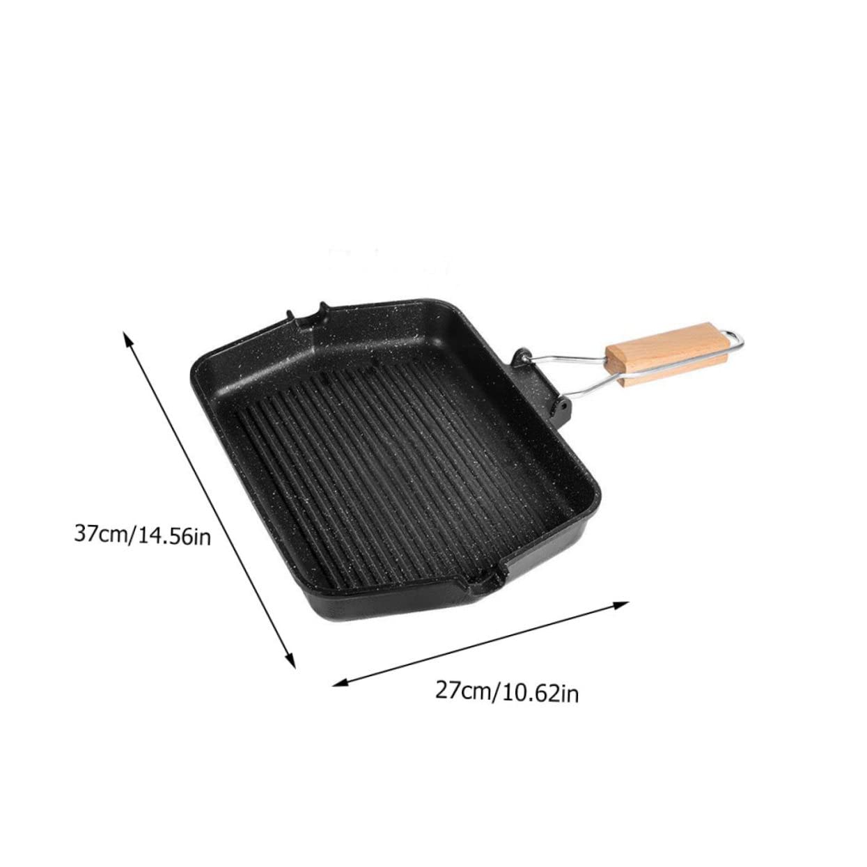 SHINEOFI Padella Grill Antiaderente in Ferro Nera per Cottura senza Fumo, Adatta per Barbecue, Grigliata e Uso Domestico