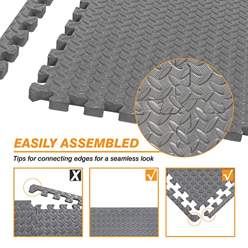 Torin ABPM002GY Tapete de Espuma Enlazable para Ejercicio y Gimnasio en Casa - 6 Piezas, 24 Pies Cuadrados, Gris miniatura 6