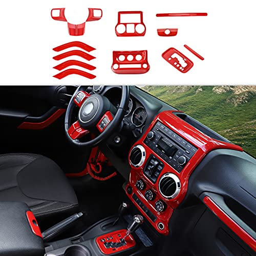 RT-TCZ 13 PCS Red Interior Trim Cover Kit Full Set Decoration for Jeep Wrangler JK JKU 2011-2018 Steer Wheel Door Handle Dashboard Gear Shift Hand Brake Trim Cover RT-TCZ 13 PCS Red Interior Trim Cover Kit Full Set Decoration for Jeep Wrangler JK JKU 2011-2018 Steer Wheel Door Handle Dashboard Gear Shift Hand Brake Trim Cover