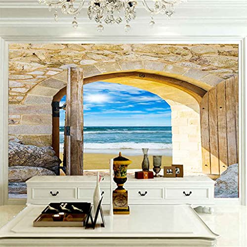 Art Mural Moderne 3D Arche Rocheuse Papier Peint Design Mer