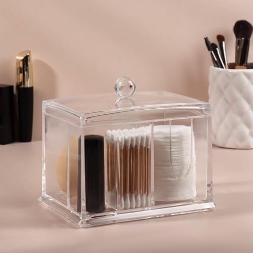 Porta Algodão E Cotonete Organizador Em Acrílico Multiuso para Banheiro Maquiagem
