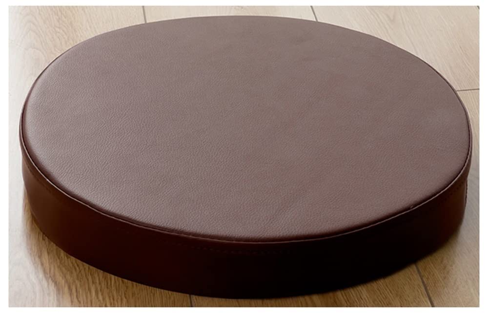 GHJL Round Thick Seat Cushion, Leather Floor Cushion,Waterproof Chair Cushion,Japanese Round Cushion For Living Room Bedroom Patio Tatami (Color : Brown, Size : 40 * 40 * 8CM)