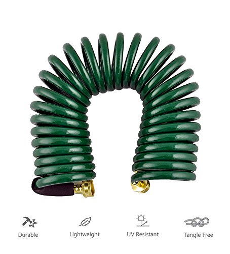 Ghn-06 Heavy-Duty Eva Recoil Garden Hose With 7-Pattern Spray Nozzle, Green, 50 Foot #TOP4