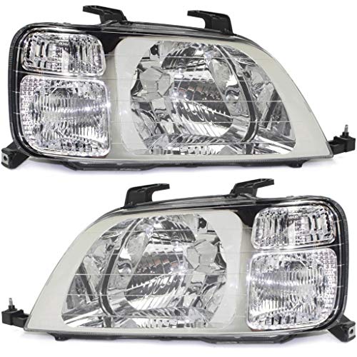 For 1997-2001 Honda CR-V Pair Headlights Driver and Passenger Side Assembly Unit combination lamp HO2502112 HO2503112 Replaces 33151-S10-A01 33101-S10-A01