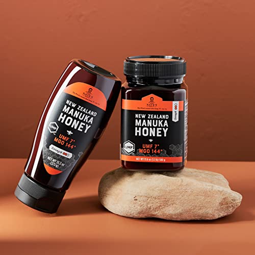 Nature Nate's Manuka Honey Umf Certified 7+ | Mgo 144+ - New Zealand Manuka Honey - All-Natural Sweetener, 13.2 Oz Squeeze Bottle #TOP7