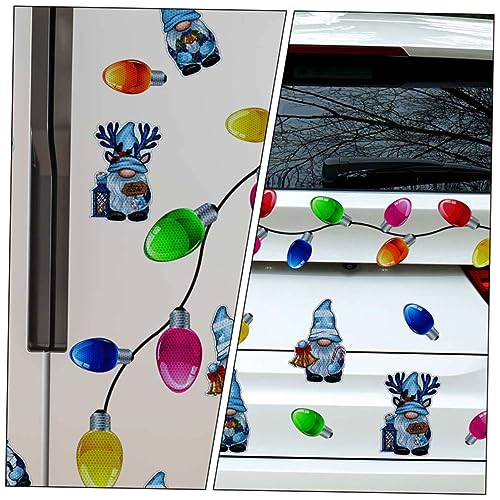 Pegatinas de bombilla para coche imanes reflectantes adornos Navidad 6