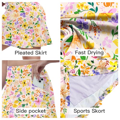 WOWENY Women's Athletic Tennis Skorts Skirts for Women Running Golf Skort with Pockets2