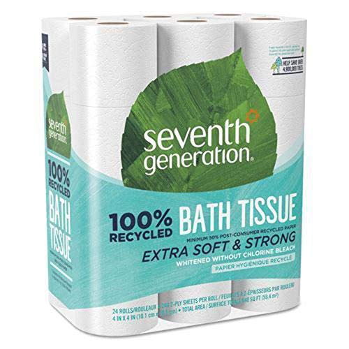 Image of Seventh Generation 100% Recycled Bathroom Tissue, Septic Safe, 2-Ply, White, 240 Sheets /roll, 24 /Pack