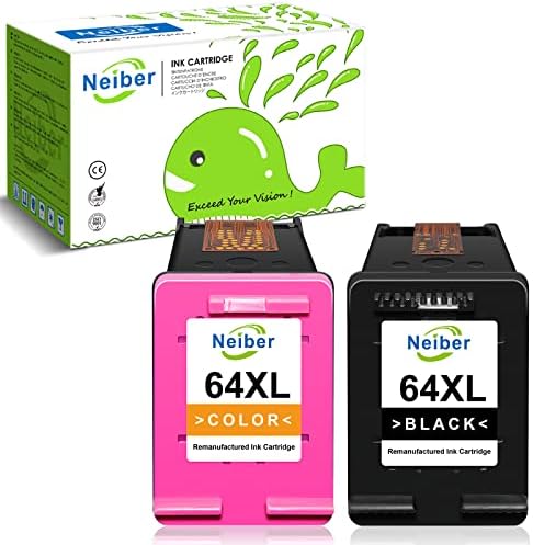 Neiber Remanufactured Ink Cartridge Replacement for HP 64XL 64 XL (1 Black, 1 Color) Fit with Envy Photo 7800 7858 7155 7855 6255 6252 7158 7164 6222 7120 7130 6232 Tango X Smart Home Printer Tray Neiber Remanufactured Ink Cartridge Replacement for HP 64XL 64 XL (1 Black, 1 Color) Fit with Envy Photo 7800 7858 7155 7855 6255 6252 7158 7164 6222 7120 7130 6232 Tango X Smart Home Printer Tray