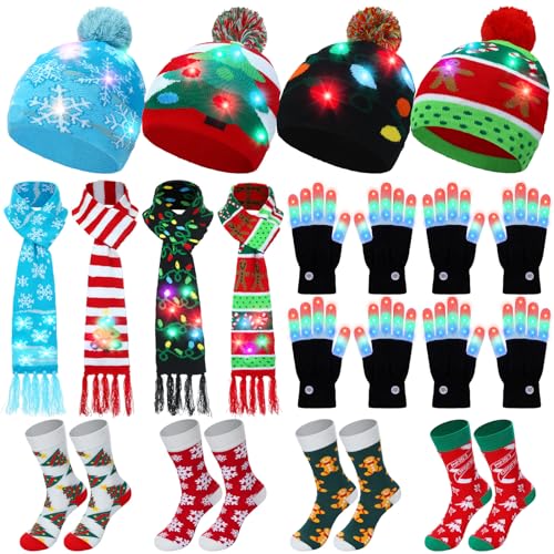 Bonnets écharpes gants de Noël lumineux DEL accessoire déguisement fête hiver