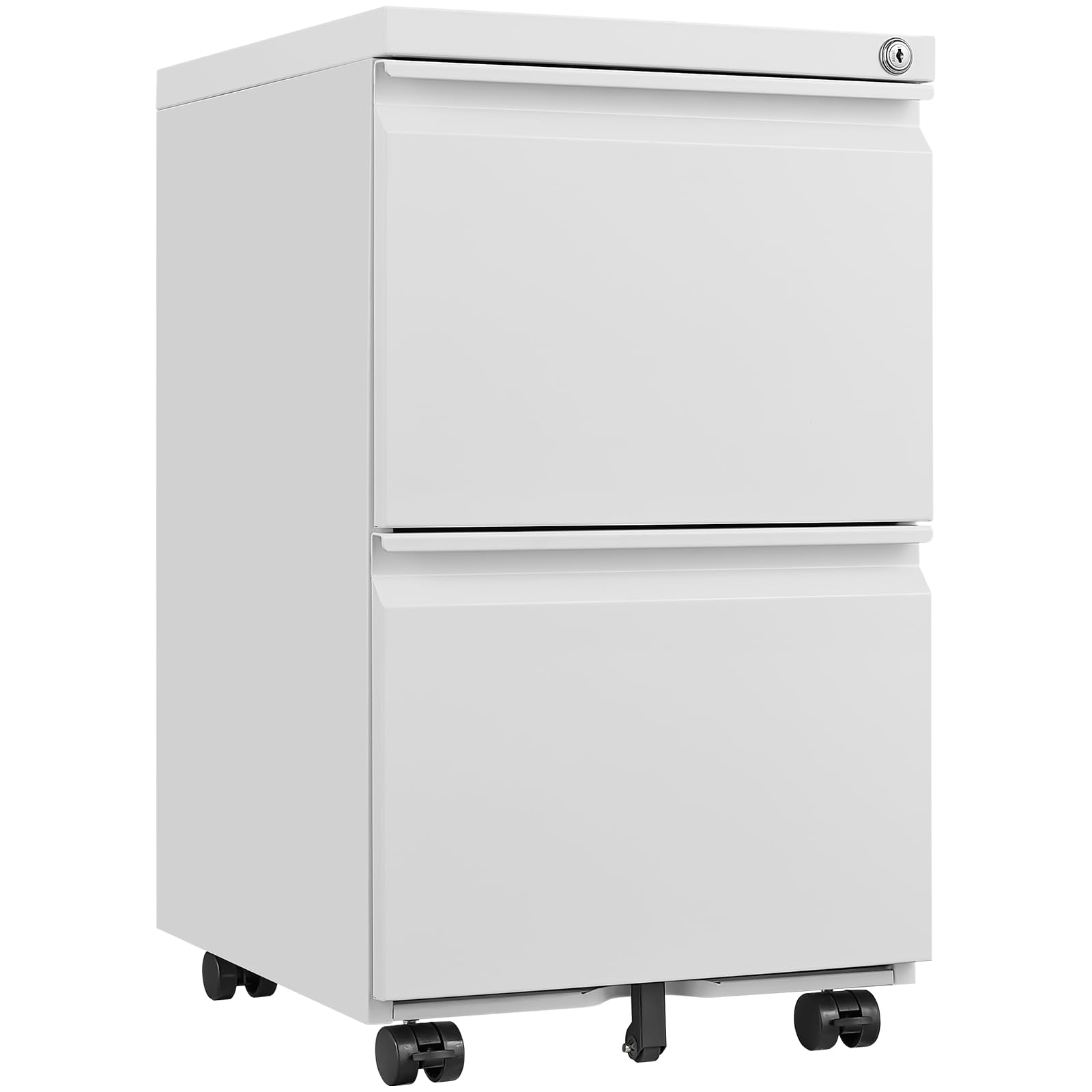 CHARMMA Metal 2 Drawer Mobile File Cabinet with Lock, Under Desk Office Steel Filing Cabinet, 25.6" H Legal/Letter Size Files Storage Cabinet,White-47