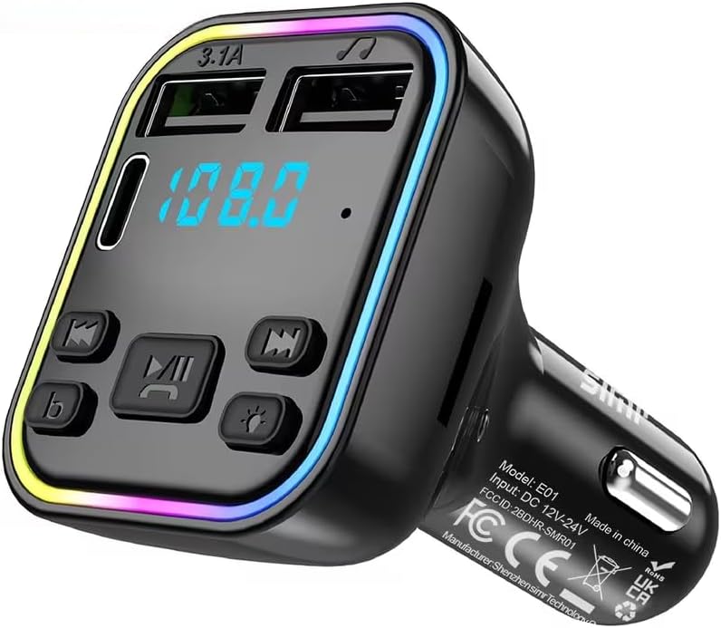 1Pc Car mp3 Player Wireless FM Transmitter Type C USB C Fast Charging Dual USB car Charger Handsfree Car Kit MP3 Player FM Modulator