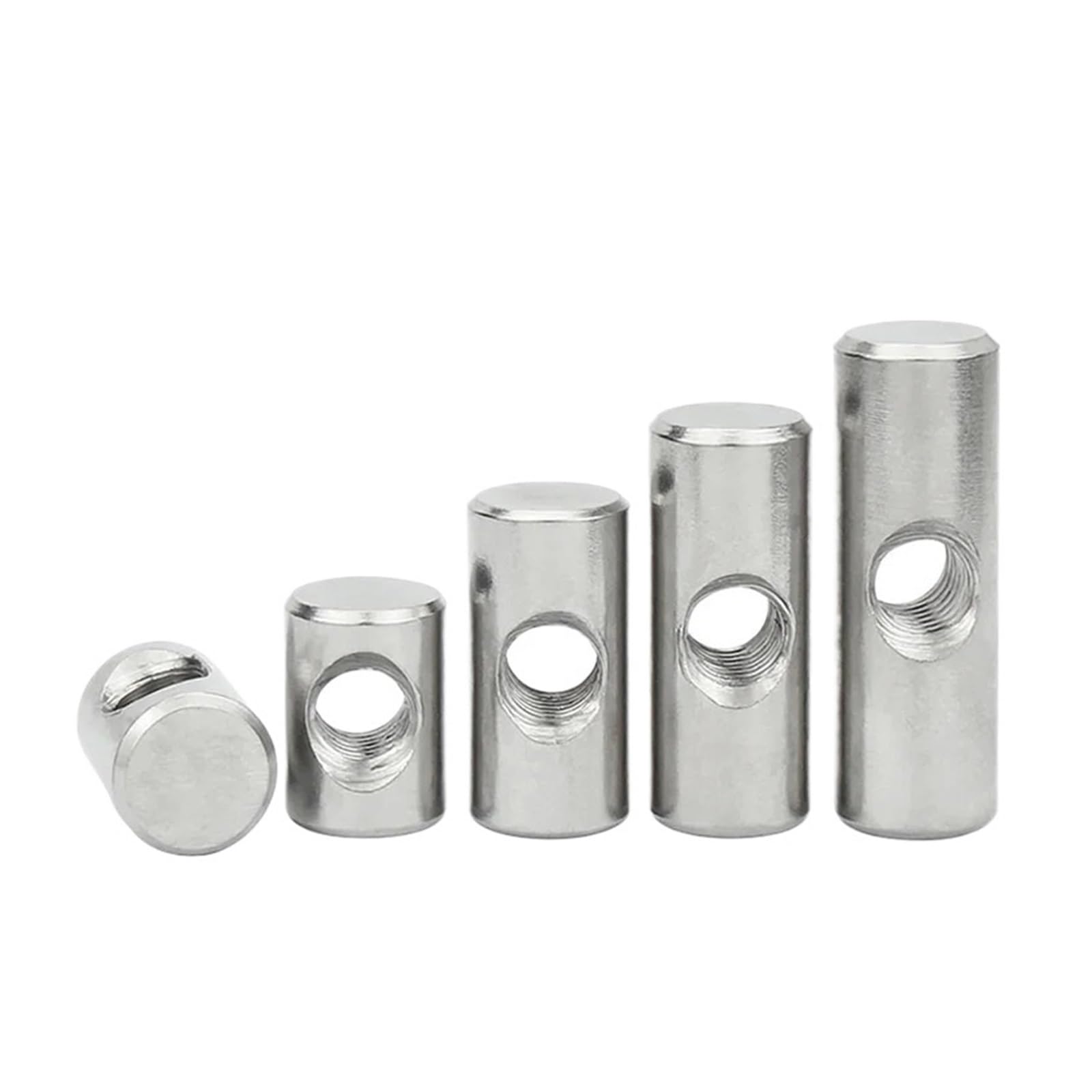Barrel Furniture Cross Dowel Slotted Nuts,M4 M5 M6 Cylindrical Pin 304 Stainless Steel Dowel Cross Hole Hammer Embedded Nut for Wood Furniture