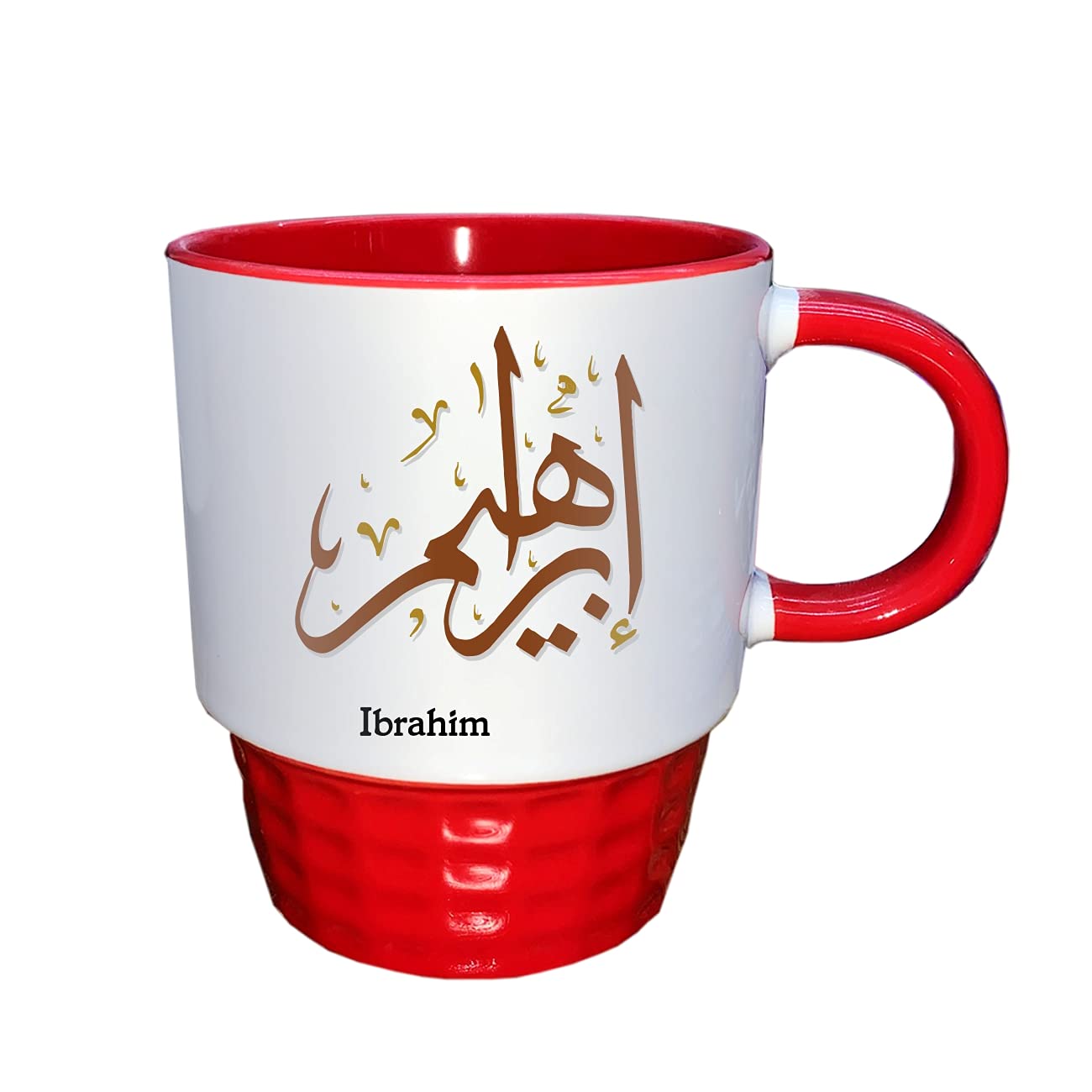 VOLTX DESIGN - Arabic Calligraphy Name Ibrahim Half Tone Red Mug - FMS461