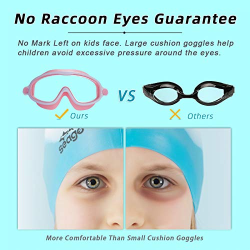 Seago Swim Goggles 2 Pack Anti-Fog Anti-UV Wide View Swimming Goggles for Kids 3-14 - Thumbnail 6