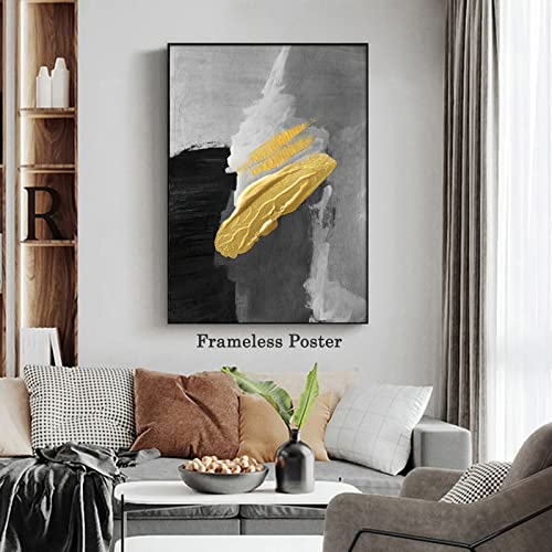 Black And Grey Abstract Canvas Wall Art Black Grey Gold Painting Grey Abstract Poster For Living Room Wall Decor Black White Grey Prints For Wall Grey Black And Gold Foil Wall Decor 16X24Inch No Frame #TOP6