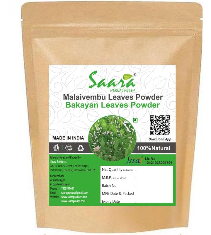 Saara HERBAL FRESH Malaivembu Leaves Powder, 70g, Bakayan, Chinaberry, Melia Azedarach Powder (Pack of 1 X 70g) (B0CNXTXJH9) Amazon Price History, Amazon Price Tracker