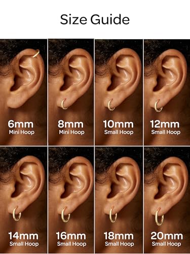 Image of ChicSilver 925 Sterling Silver Huggie Hoop Earrings Small Hoop Earrings for Women Hypoallergenic Silver Huggie Earring Cartilage Earrings for Women (6 /8 /10 /12 /14 /16 /18 /20MM)