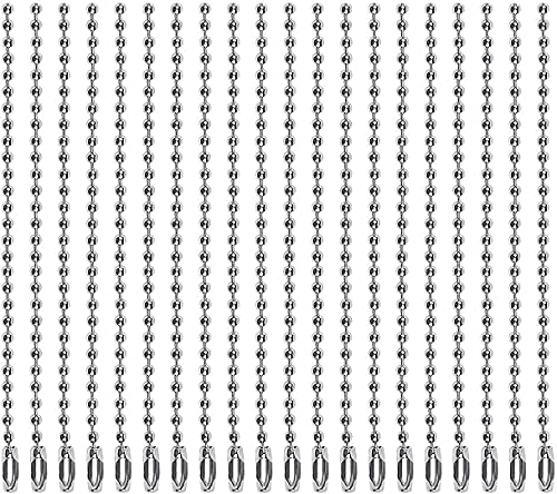 Viujuh 150 Pcs 100Mm 4" Bead Chain,2.4Mm Diameter With Ball Connector Clasp Keychain Rings Metal Bead Chain Nickel Chain Dog Tag Chain (Silver) #TOP4